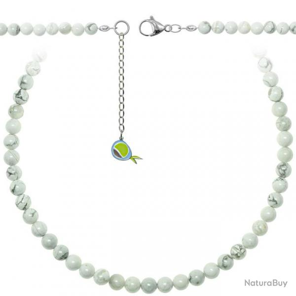 Collier en howlite - Perles rondes 6 mm - 38 cm