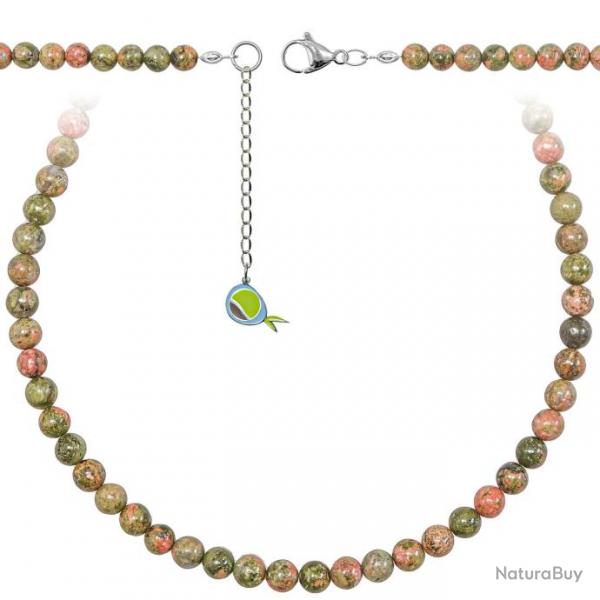 Collier en unakite - Perles rondes 6 mm - 38 cm