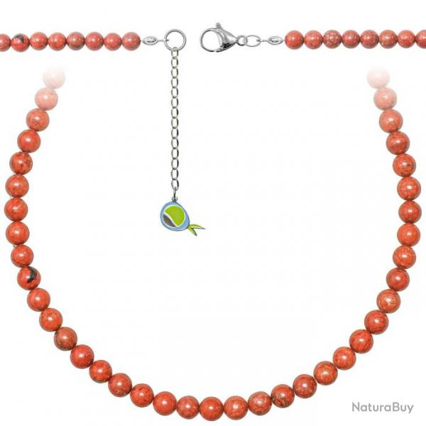 Collier en jaspe rouge - Perles rondes 6 mm - 38 cm