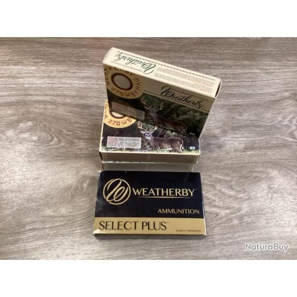Munitions 4 boites weatherby calibre 270 wby magnum ultra-high velocity 150gr
