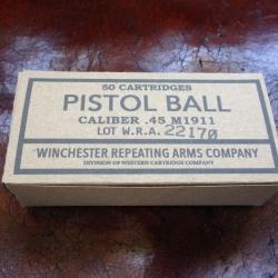 Réplique Boite VIDE PISTOL BALL Caliber .45 pour 50 munitions 45ACP WWII WW2 Colt M1911 A1 39 45