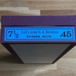 Boite pour Colt 45 SAA 7" 1/2 Rubber Blue Army Revolver 1916 45 Caliber Fait main fabric. artisanale