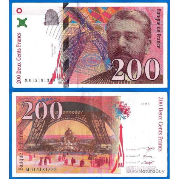 France 200 Francs 1996 Serie M Gustave Eiffel Tour Billet Franc