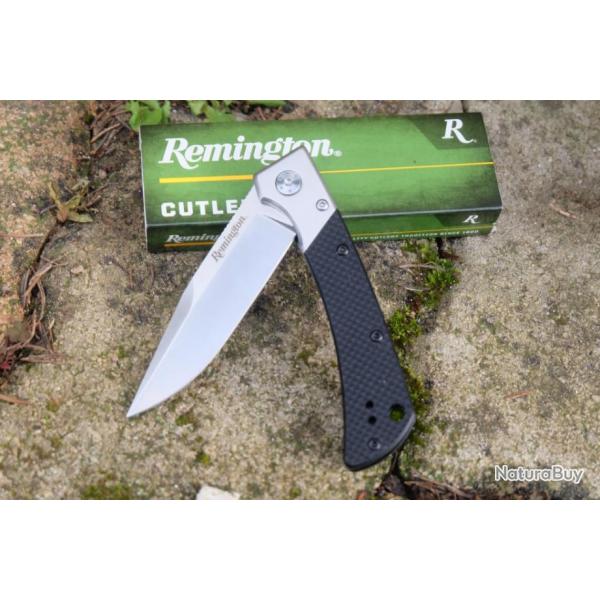 Couteau Remington EDC Linerlock Black/Satin Lame Acier D2 Manche G10 Clip R15668