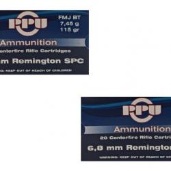 Lot de 2 boîtes de 20  cartouches Partizan cal 6.8 Remington SPC - 115 Grs FMJ Bt