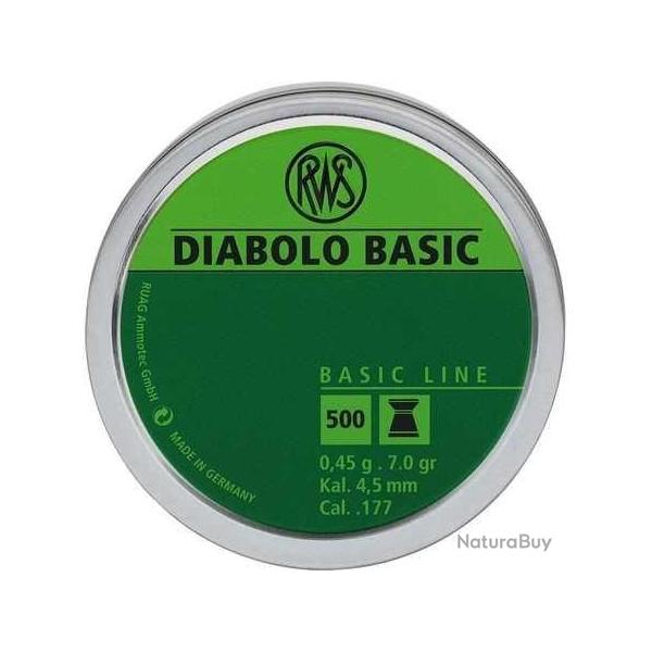 RWS DIABOLO Basic 4,5mm 0,45g boite de 500 plombs