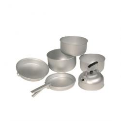 Set de cuisine en aluminium (3 casseroles, poêle, théière)