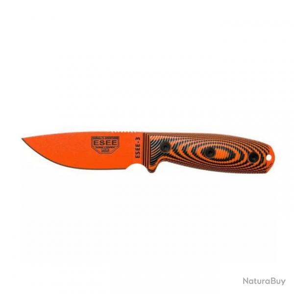 Couteau ESEE Model 3 Orange 3D avec tui Zytel