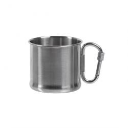 Tasse en acier inoxydable Mil-Tec avec anse mousqueton 500 ml Alu