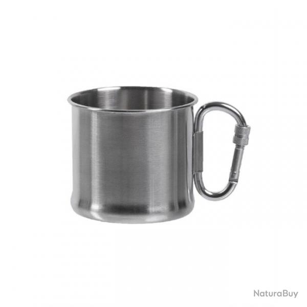 Tasse en acier inoxydable Mil-Tec avec anse mousqueton 500 ml Alu