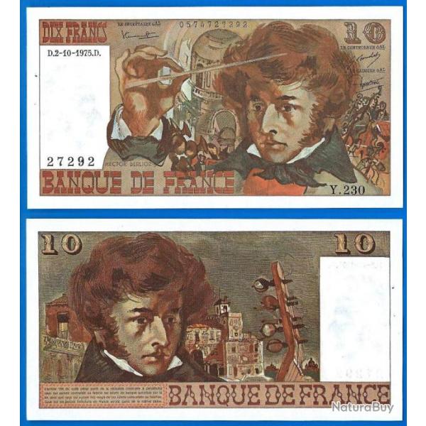 France 10 Francs 1975 Serie Y Hector Berlioz Billet Franc Frs Frc Frcs