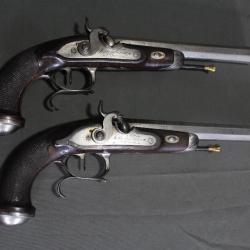 Paire de pistolets à percussion de luxe - France, 1ère moitié 19ème siècle