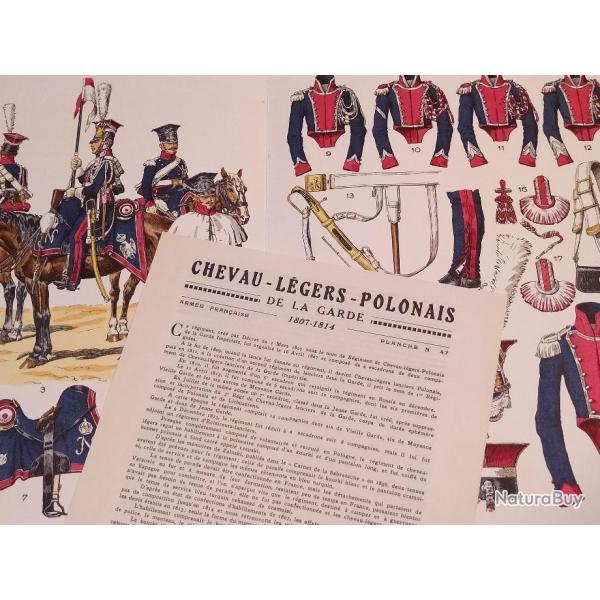 CHEVAU-LEGERS POLONAIS DE LA GARDE 1807.1814 , PLANCHE N47 LUCIEN ROUSSELOT 1965, 1ER EMPIRE