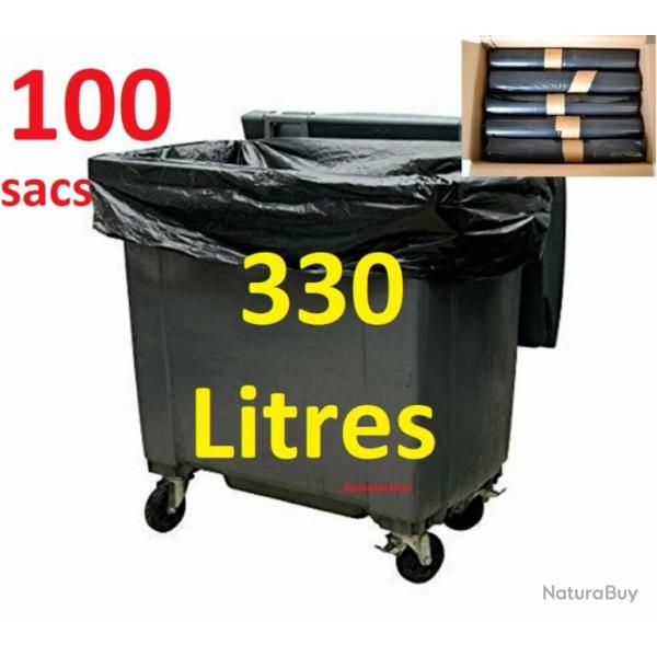 SAC POUBELLE 330 LITRES NOIR TRS RSISTANT LIEN CLASSIC ( LOT DE 100 SAC )