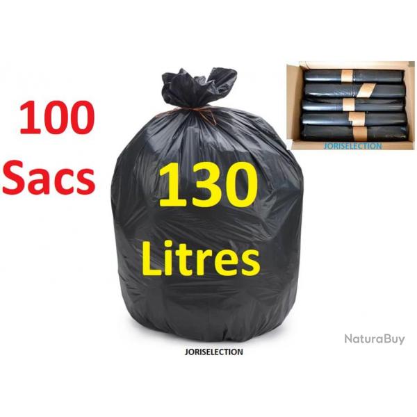 SAC POUBELLE 130 LITRES NOIR TRS RSISTANT LIEN CLASSIC ( LOT DE 100 SAC )