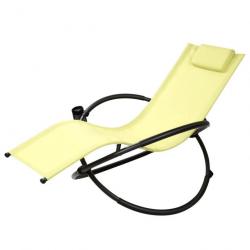 Chaise longue à bascule pliante avec coussin repose-tête amovible et porte-gobelet vert 20_0002272
