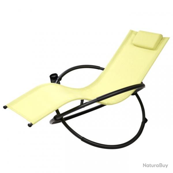 Chaise longue  bascule pliante avec coussin repose-tte amovible et porte-gobelet vert 20_0002272