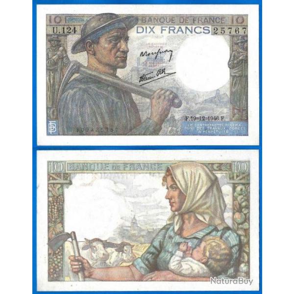 France 10 Francs 1946 NEUF Mineur Billet Franc Frc Frs Frc