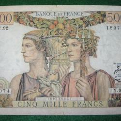 FRANCE billet de 5000 francs terre&mer du 7 -2-1952
