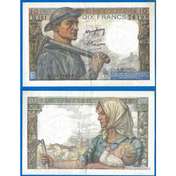 France 10 Francs 1947 Mineur Billet Franc Frc Frs Frc