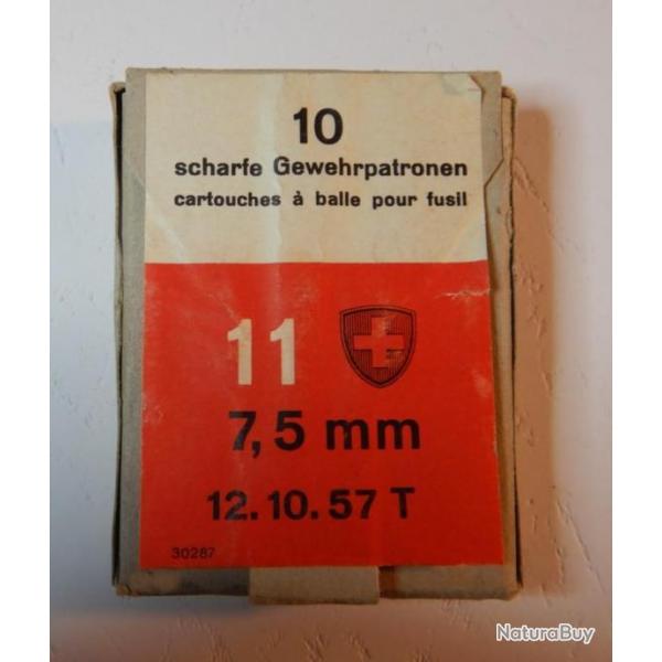 Boite vide de 7,5 mm Suisse de 1957 - Rglementaire