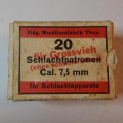 Rare - Boite vide de 7,5 mm Tue Bétail Suisse - Rare fabrication d'état Suisse - Arsenal de Thun