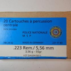 Rare - Boite vide de .223 Rem . 5,56 mm Police Nationale