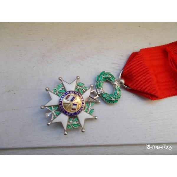 ancienne medaille legion d'honneur argent vert email blanc 29 floral an x ruban rouge