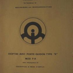 notice DIOPTRE WF pour mousqueton K31 K 31 14 pages en FRANCAIS (envoi par mail) -  (m1897)