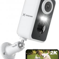 Camera Surveillance WiFi 2.4Ghz Exterieure Double Objectif 2K Vision Nocturne Couleur Audio Bidirect
