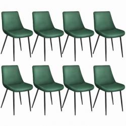 ACTI-Lot de 8 chaises de salle à manger Marie aspect velours vert chaise932