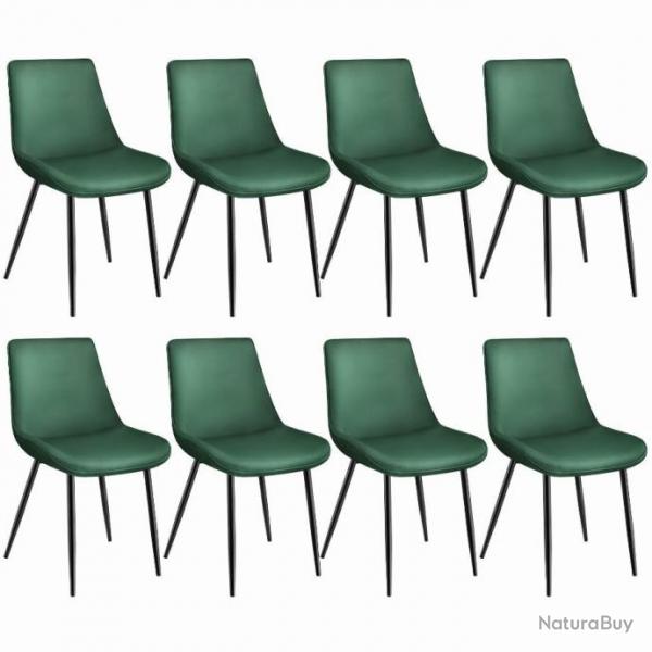 ACTI-Lot de 8 chaises de salle  manger Marie aspect velours vert chaise932