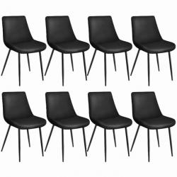 ACTI-Lot de 8 chaises de salle à manger Marie aspect velours noir chaise938