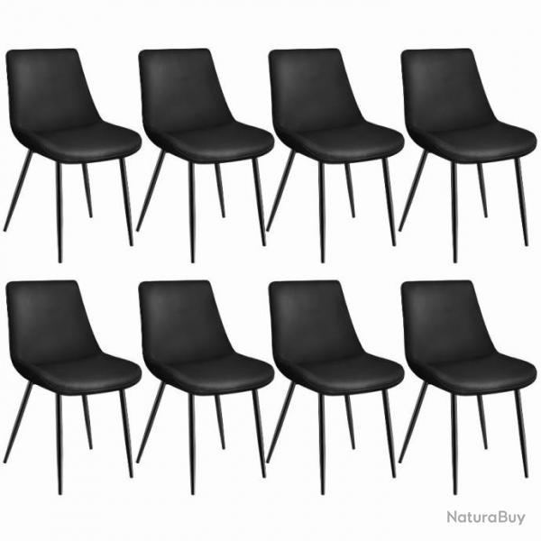 ACTI-Lot de 8 chaises de salle  manger Marie aspect velours noir chaise938