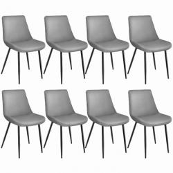 ACTI-Lot de 8 chaises de salle à manger Marie aspect velours gris chaise935