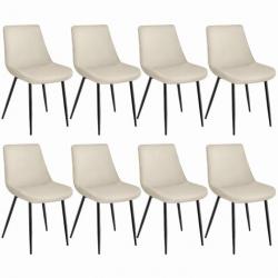 ACTI-Lot de 8 chaises de salle à manger Marie aspect velours beige chaise941