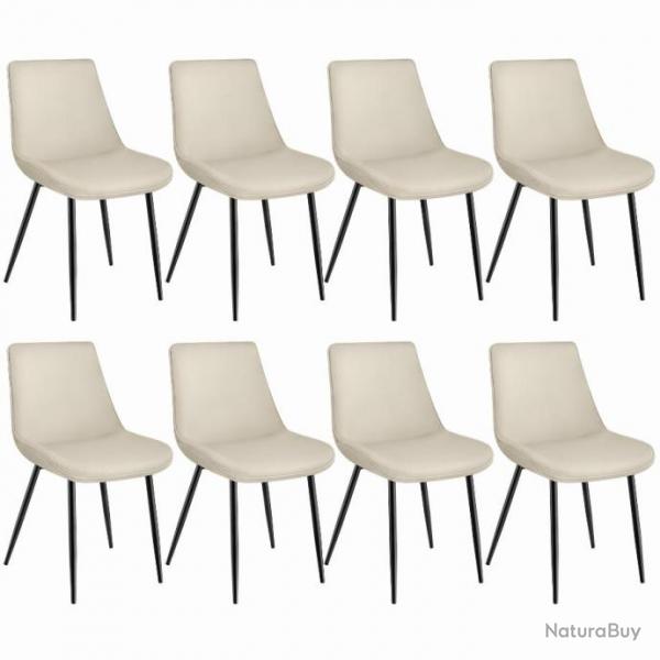 ACTI-Lot de 8 chaises de salle  manger Marie aspect velours beige chaise941