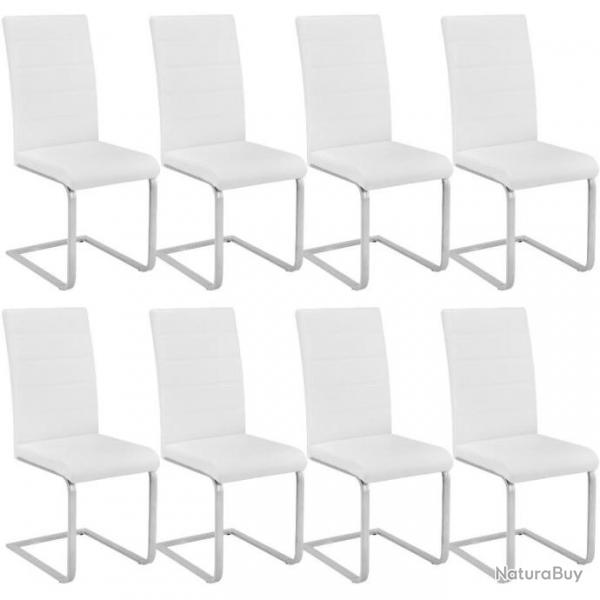 ACTI- Lot de 8 chaises Salle  manger BERTHE blanc chaise128
