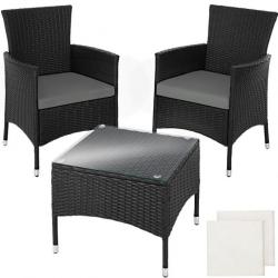 ACTI- Salon de jardin LUPIN (2 fauteuils+ 1 table) noir salon862