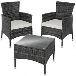 ACTI- Salon de jardin LUPIN (2 fauteuils+ 1 table) gris salon864
