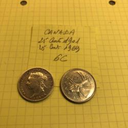 CANADA - 25 Cents  1901  Victoria & 25 cents 1961