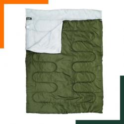 Sac de couchage pour 2 personnes 225 x 150 cm  - Vert et gris - Livraison gratuite