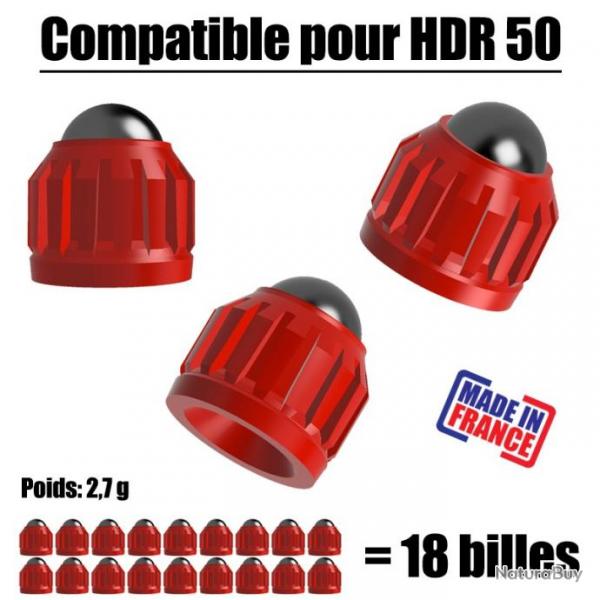 18 Slugs pour T4E HDR50 CO2 Umarex cal.50 bille 8mm poids 2,7g - Rouge