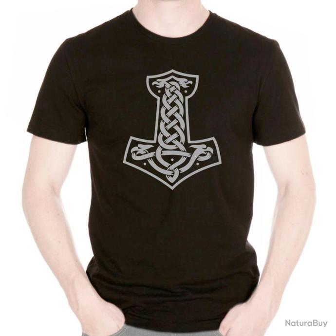 T-Shirt Vikings Vegvisir Runes Marteau De Thor - Imprimé Graphique Vert
