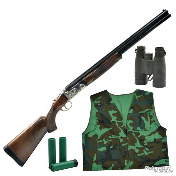 Set de chasse pour enfant - jumelles fusil cartouches gilet camo