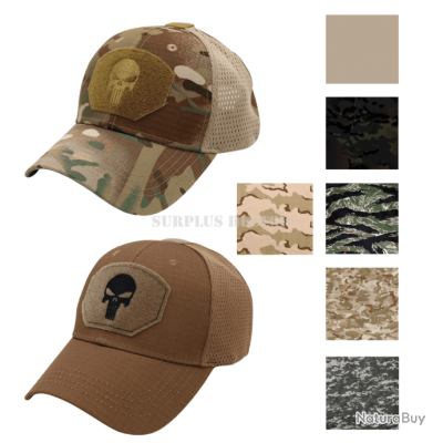 Casquette Militaire Beige Treillis Punisher - Taille Unique, Respirante, Style Décontracté Ou Professionnel