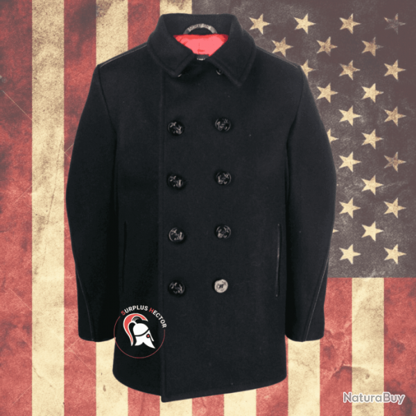 Caban Pea Coat Laine Couleur Marine Navy Schott 740 C