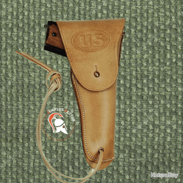 Etui / Holster M12 Colt 45 Cuir Naturel - Reproduction WW2 Premium