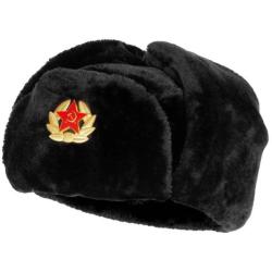 Chapka Noire URSS Fourrure Chaude et Confortable 2XL