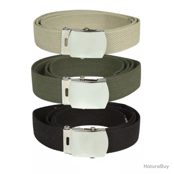 Ceinture US en Toile Coton Boucle Chrome Vert